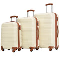 Antique White 3 Piece Luggage Set Hardside Spinner Suitcase with TSA Lock 20" 24' 28" Available