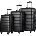 Black 3 Piece Luggage Set Hardside Spinner Suitcase with TSA Lock 20" 24' 28" Available