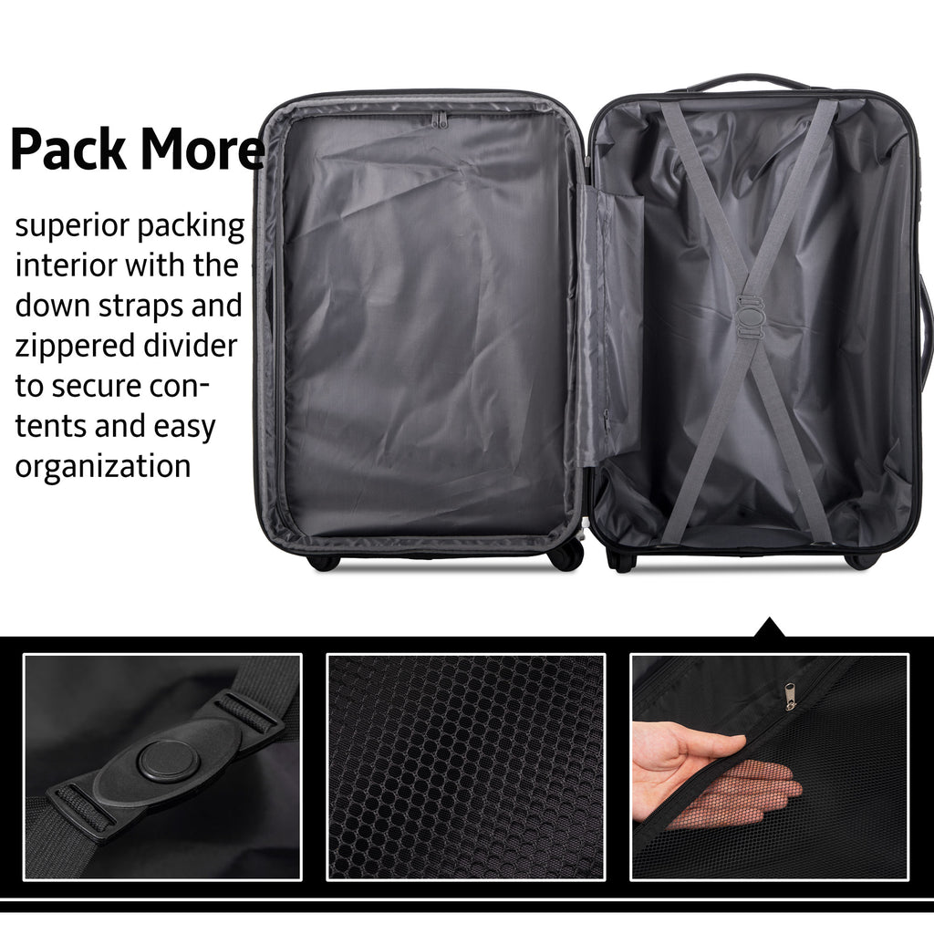 Blue 3 Piece Luggage Set Hardside Spinner Suitcase with TSA Lock 20" 24' 28" Available