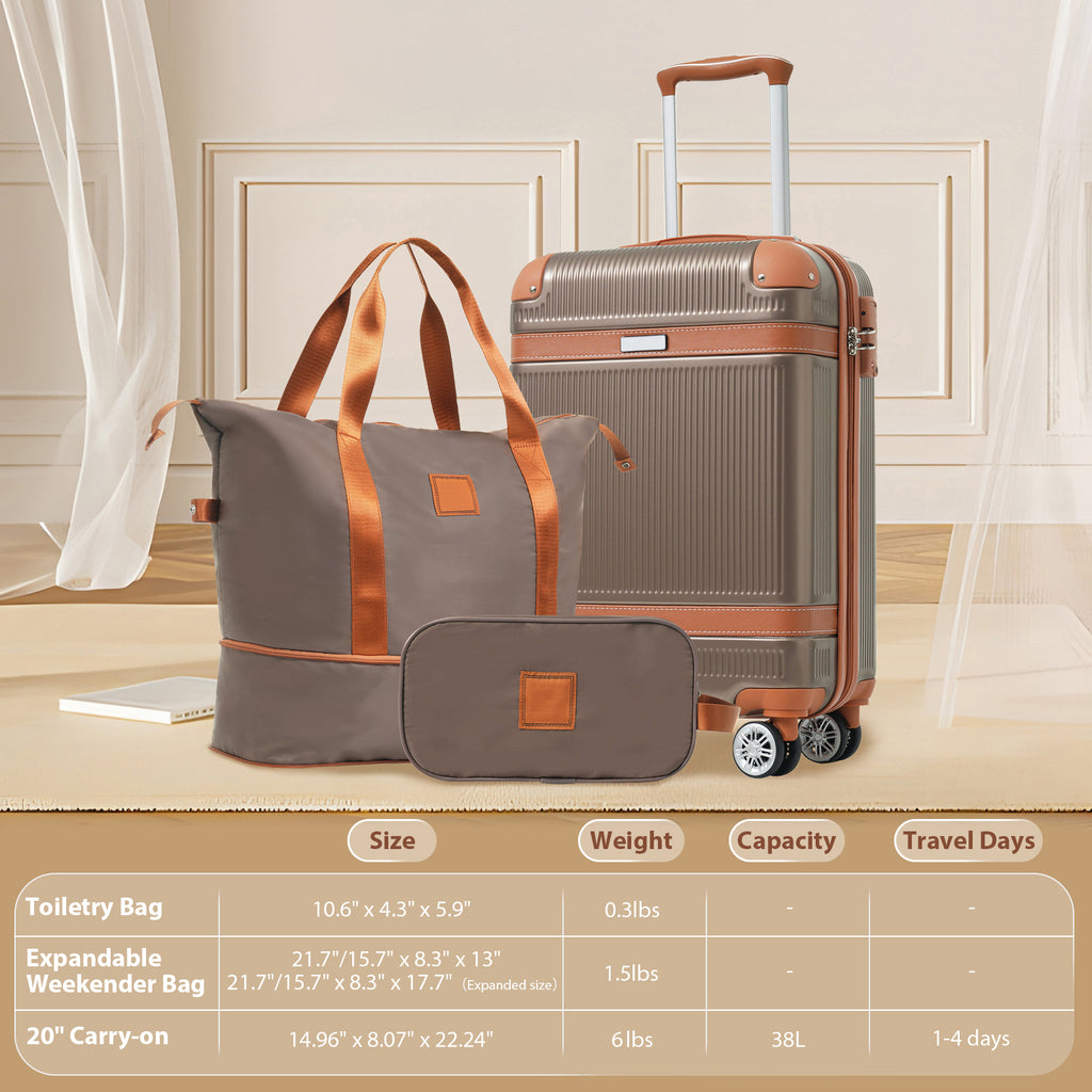 TravLuma 3-Piece Hardshell Luggage Set