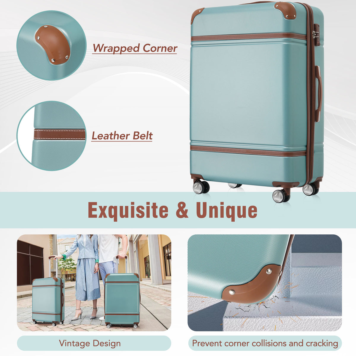TravLuma 3-Piece Hardshell Luggage & Cosmetic Set